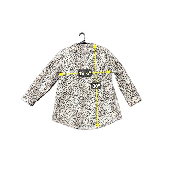 Chico's Leopard Print Long Sleeve Button Up Shirt Beige Black Sz L Animal Print - Picture 6 of 10